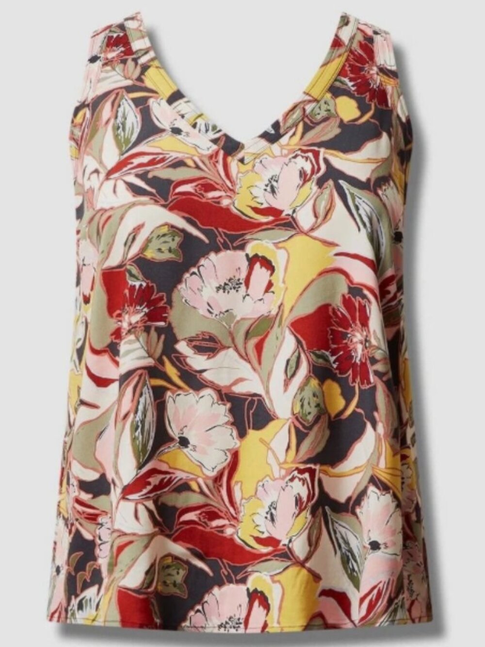 Torrid 3 Floral Challis V-Neck Pleated Back Sleeveless Tank Top Plus‎ Size 3X